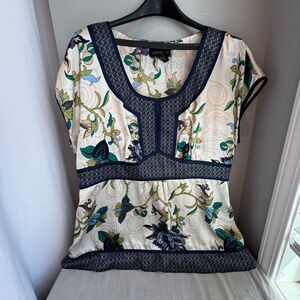 Lane Bryant Women’s Floral Blouse – Size 16/18 – Blue Multi-Color – Satin Feel